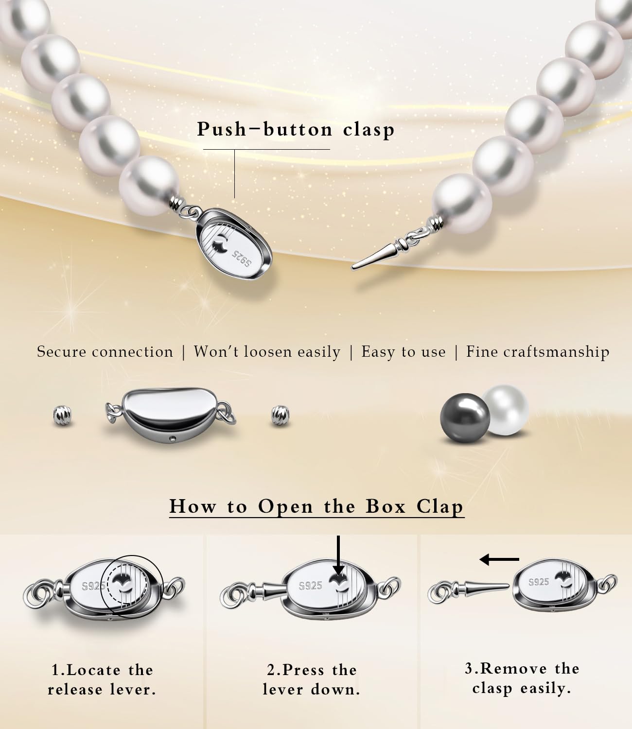 Raneecoco HYPER LUSTER Sterling Silver 8mm Round Ombre Gray Simulated Pearl Necklace for Women | Dainty 18 inch Pearl Choker Necklace | Gift Ready for Wedding