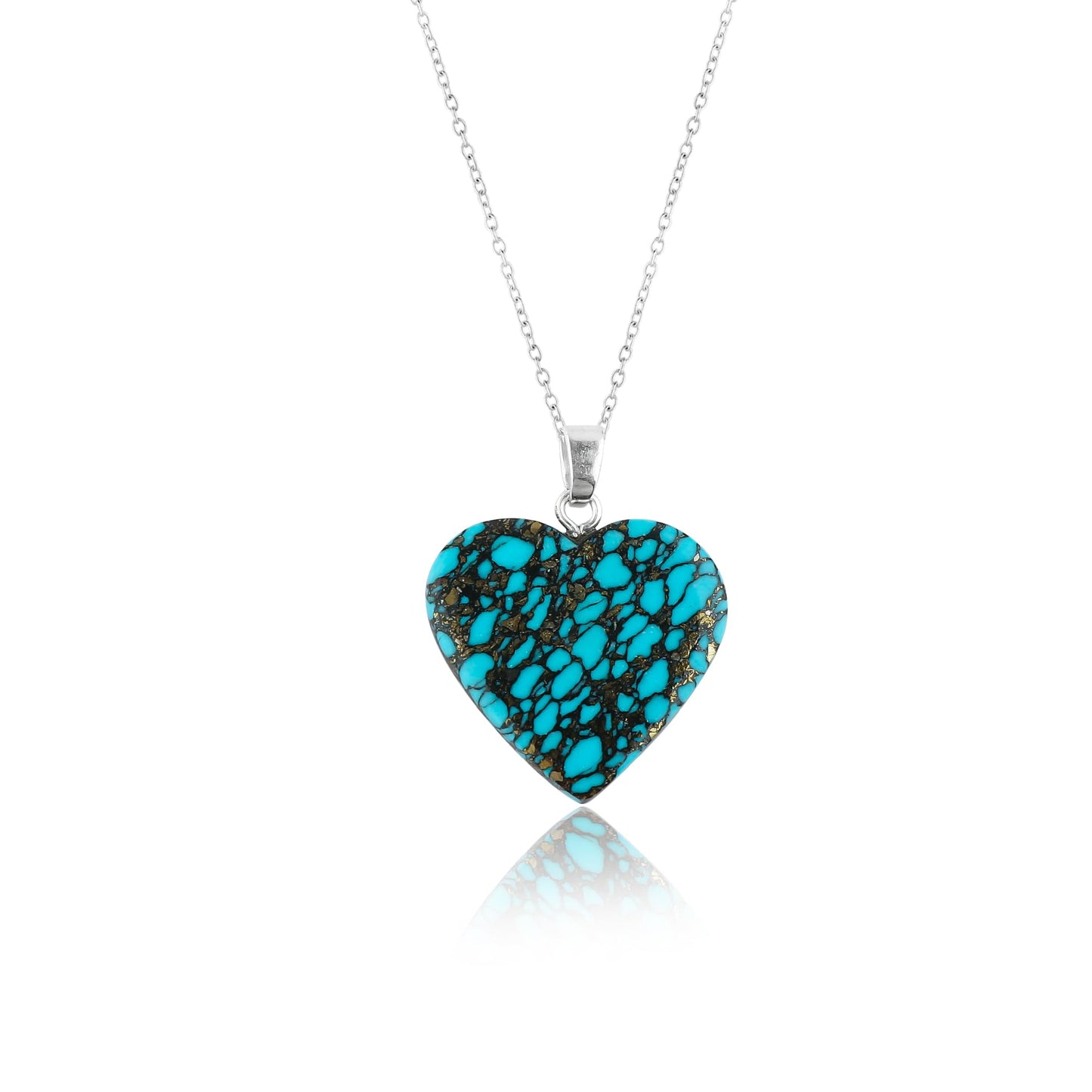 Yashee Natural Turquoise Gemstone Heart Shape Crystals Pendant Necklace, Chakra Energy Healing Gemstone, Real Crystal, Top Grade, Women Jewelry, Dainty Silver Plated Jewelry 18 inch