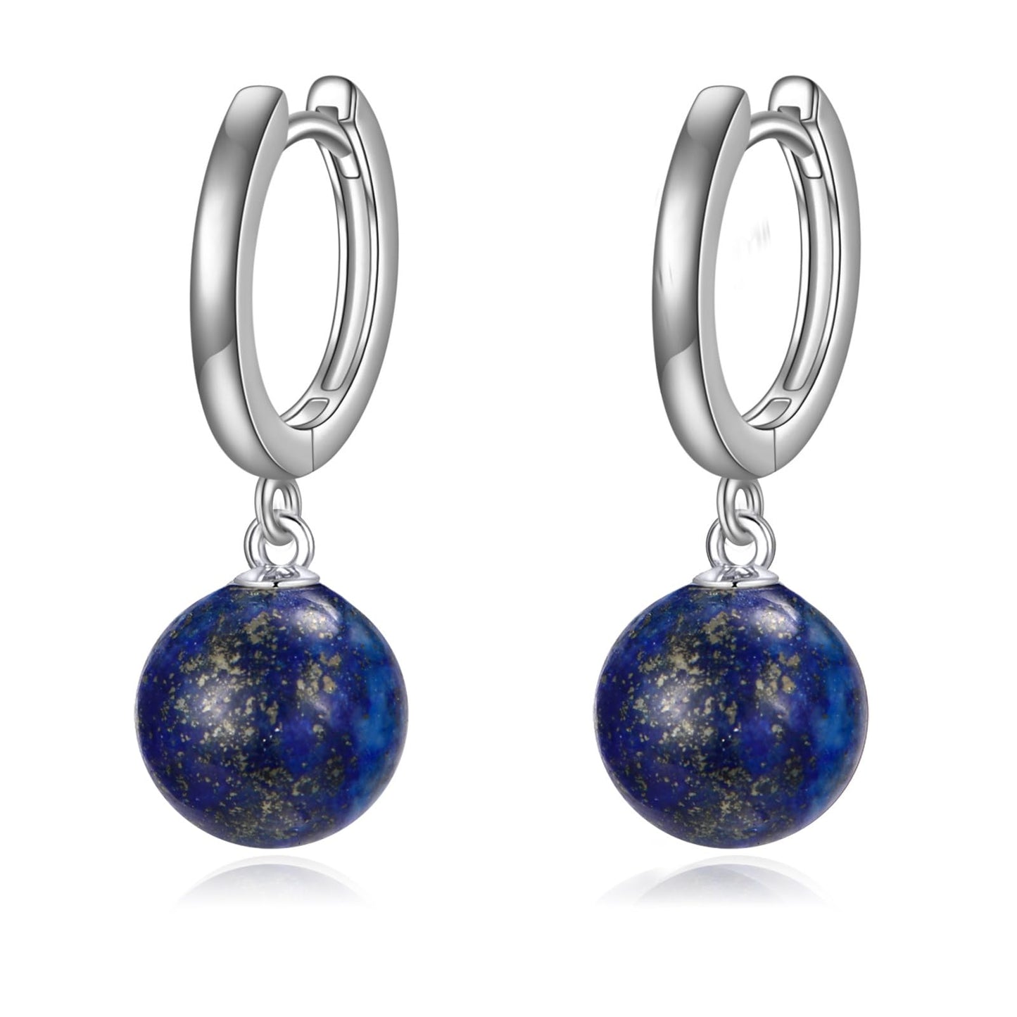 925 Sterling Silver Lapis Lazuli Hoop Earrings Dangle Drop Jewelry Gifts for Women (Lapis Lazuli)