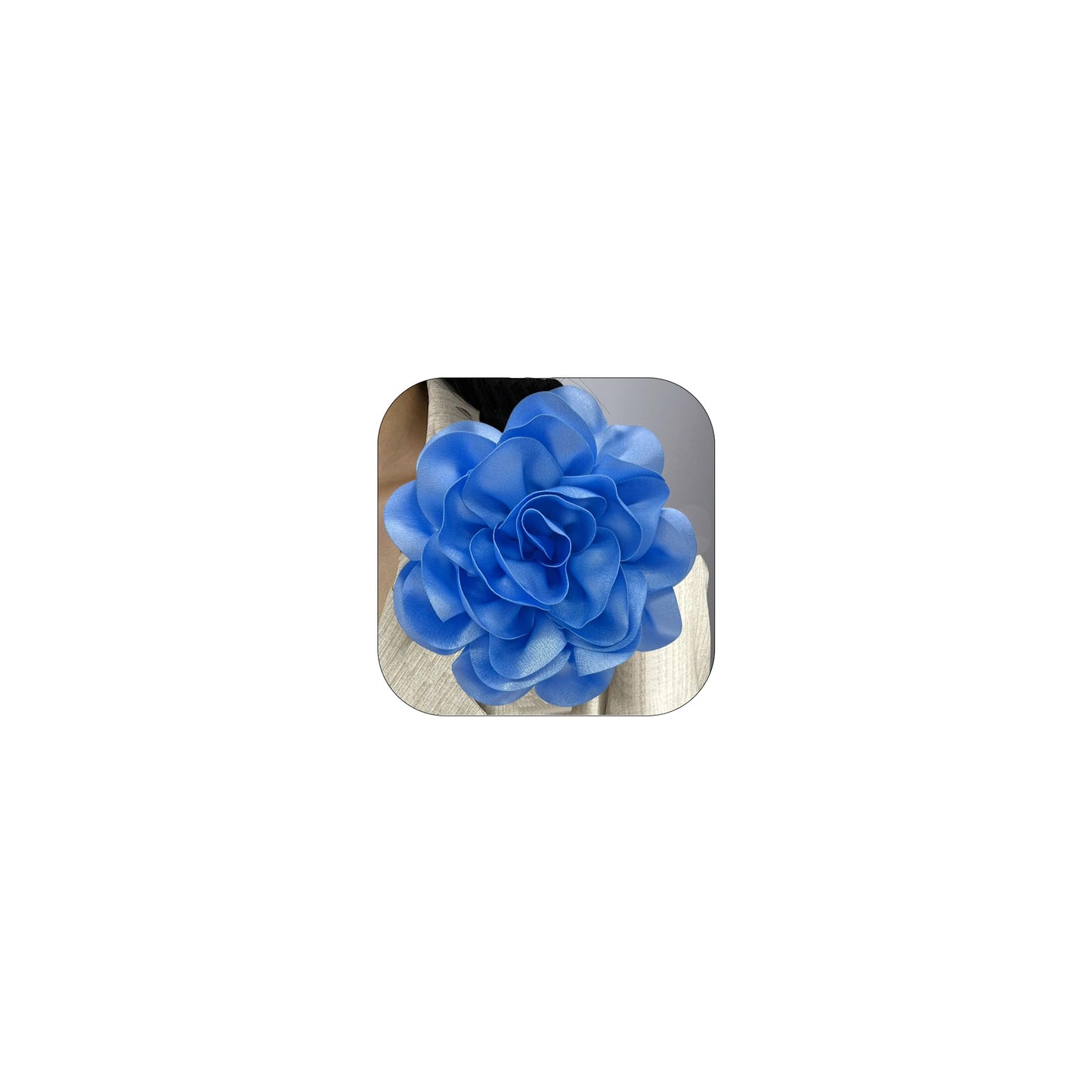 ZZ ZINFANDEL 19mm Extra Large Rose Flower Brooches Lapel Pins Dainty Satin Fabric Brooches Big Camellia Flower Brooch Pin for Women Wedding Part Dance Clothes Accessories Jewelry Gifts (Blue)