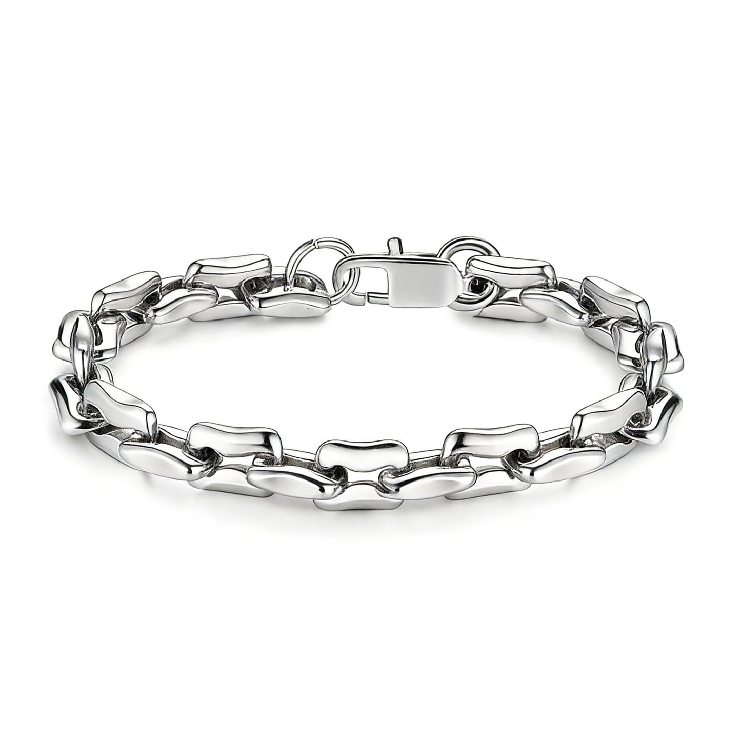 AIAINAGI Silver Link Chain Bracelets for Women Men 7mm Stainless Steel Paperclip Bracelets Rectangle Solid Chunky Chain 7/7.8/8.3Inches Unisex Wrist Jewelry Gift for Mother（7.8inch）