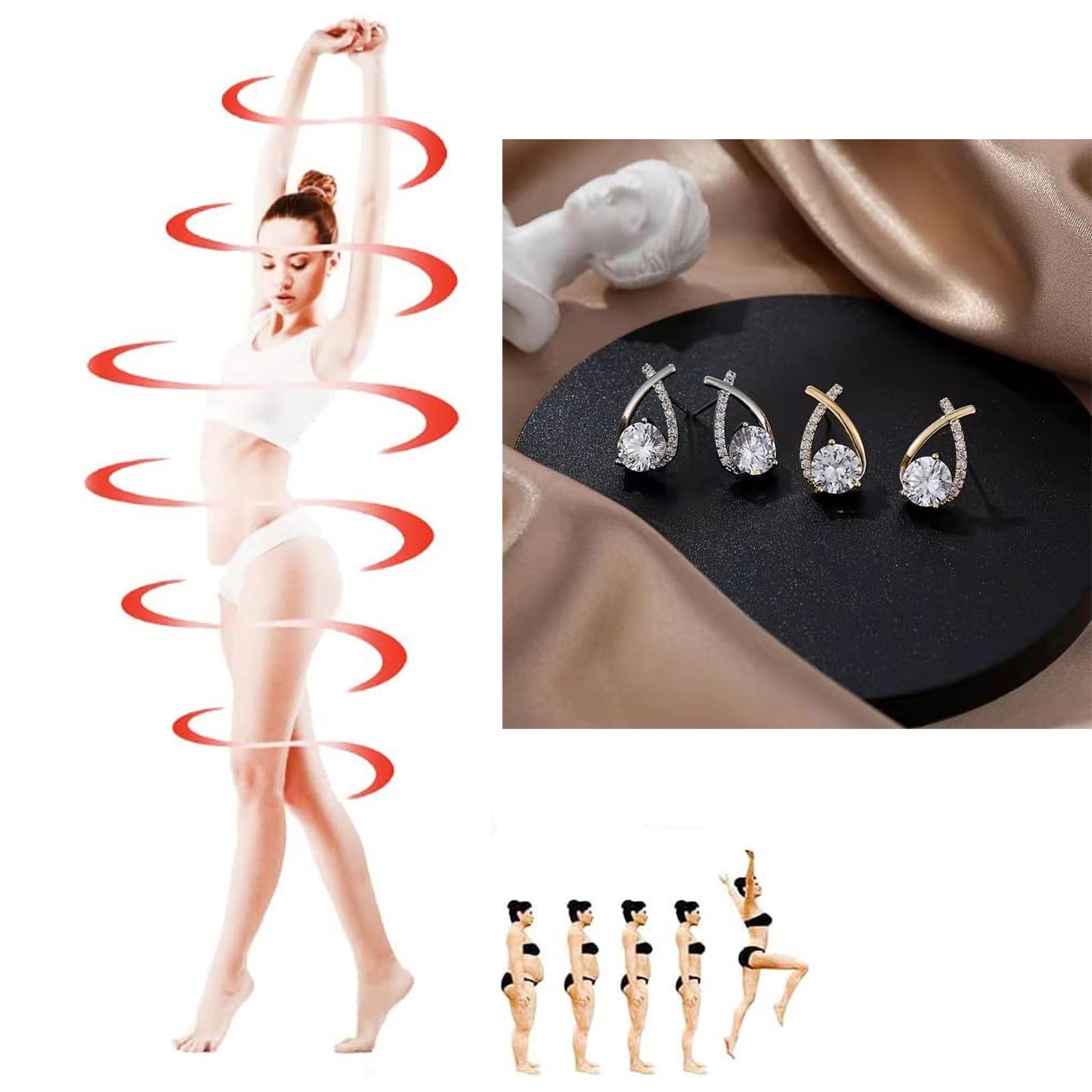 Halolux Lymphvity Germanium Earrings Atheniz Lymphatic Earrings Lymphatic Germanium Earrings Lymphatic Drainage Earrings Sparkle CZ Hoop Earrings for Women (gold+silver 6)