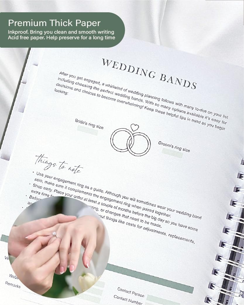 WeddingGiftsWedding Wedding Planner for Bride,Wedding Planning Book and Organizer,Wedding Binder Book with Pockets,Perfect Engagement Gifts for Newly Enaged Couples (Sage Green)