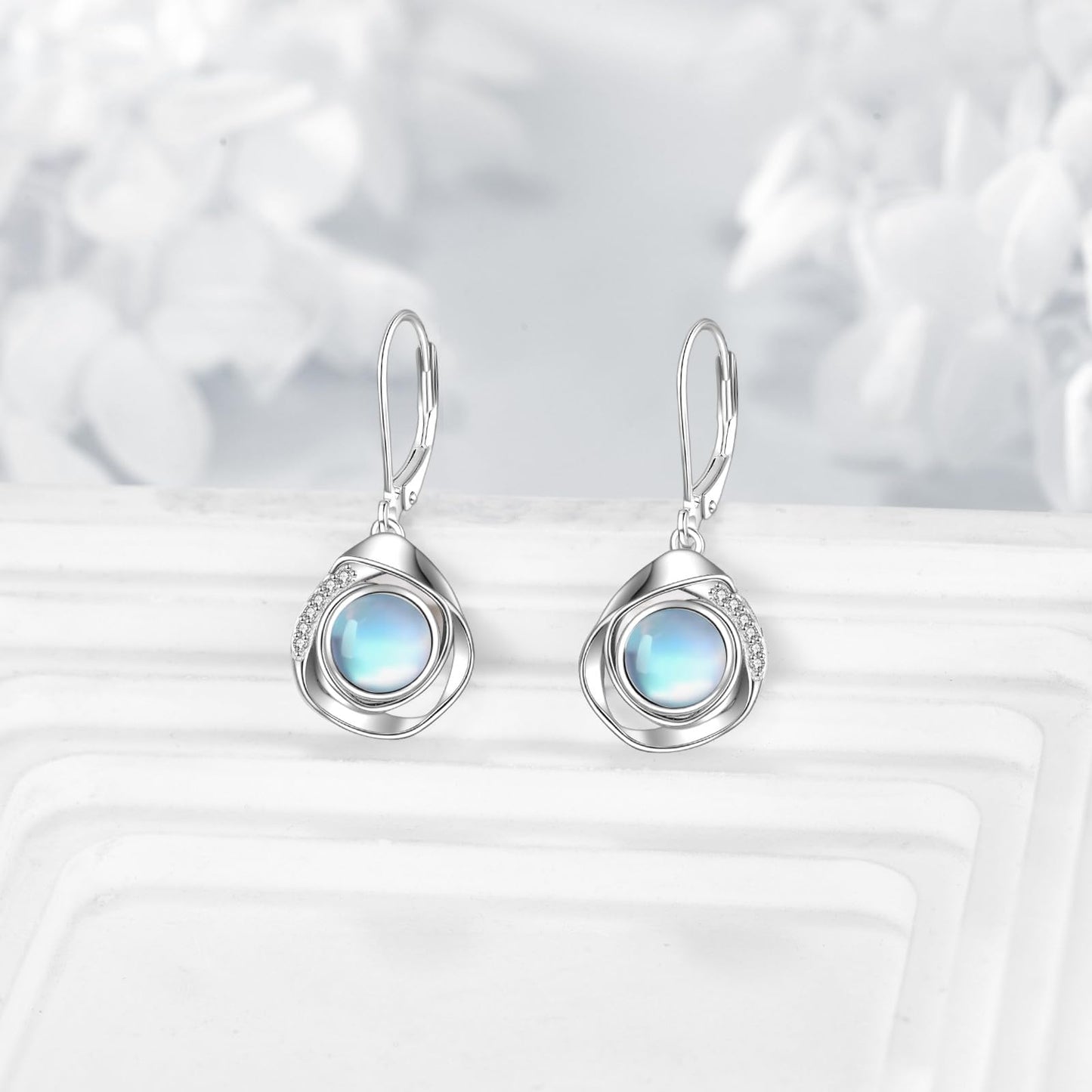 925 Sterling Silver Moonstone Leverback Earrings Dangle Drop Jewelry Gifts for Women (Moonstone)