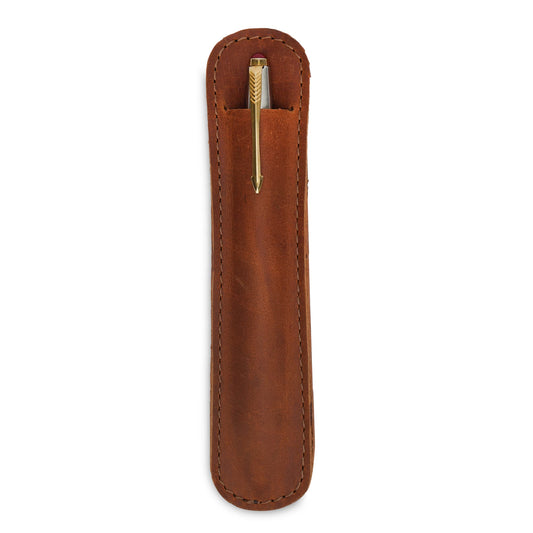 CestAntiQ Handmade Genuine Leather Single Pen Case, Luxury Brown Fountain Pen Sleeve Holder, Protective Cover for Vintage and Modern Pens, Leather Pen Pouch, Gift for Pen Enthusiasts, Pen Storage