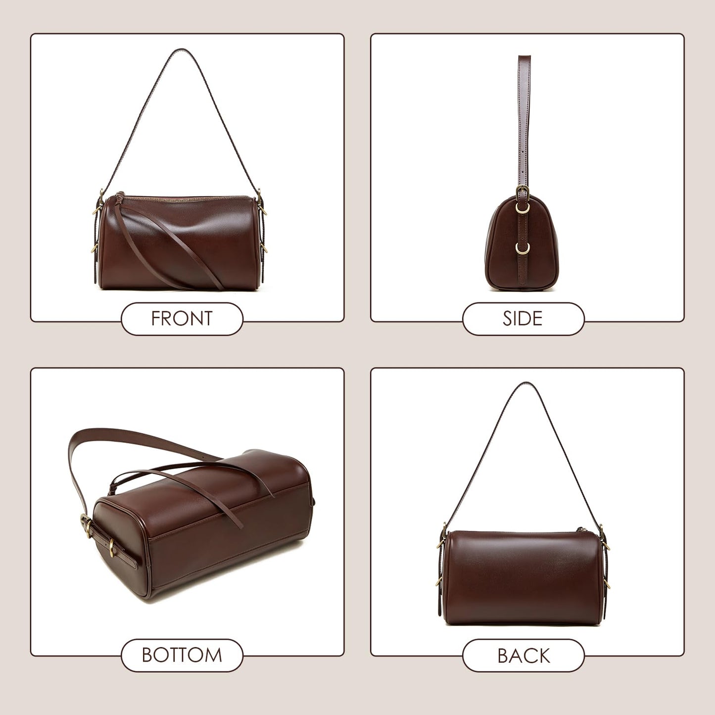 Leather Crossbody Bags for Women, Hobo Bags for Women Crossbody Purse with Adjustable Strap (Black)