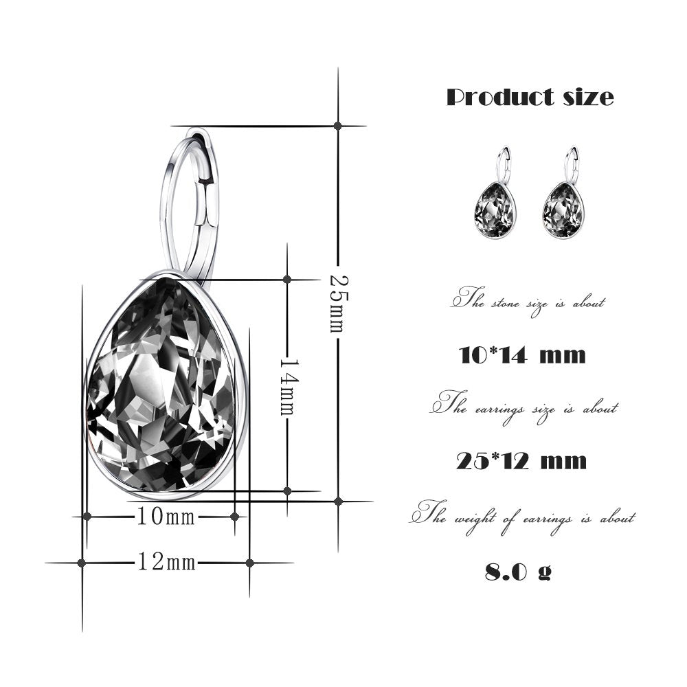 Xuping Jewelry Fashion Huggies Crystal Earring for Women (Black)