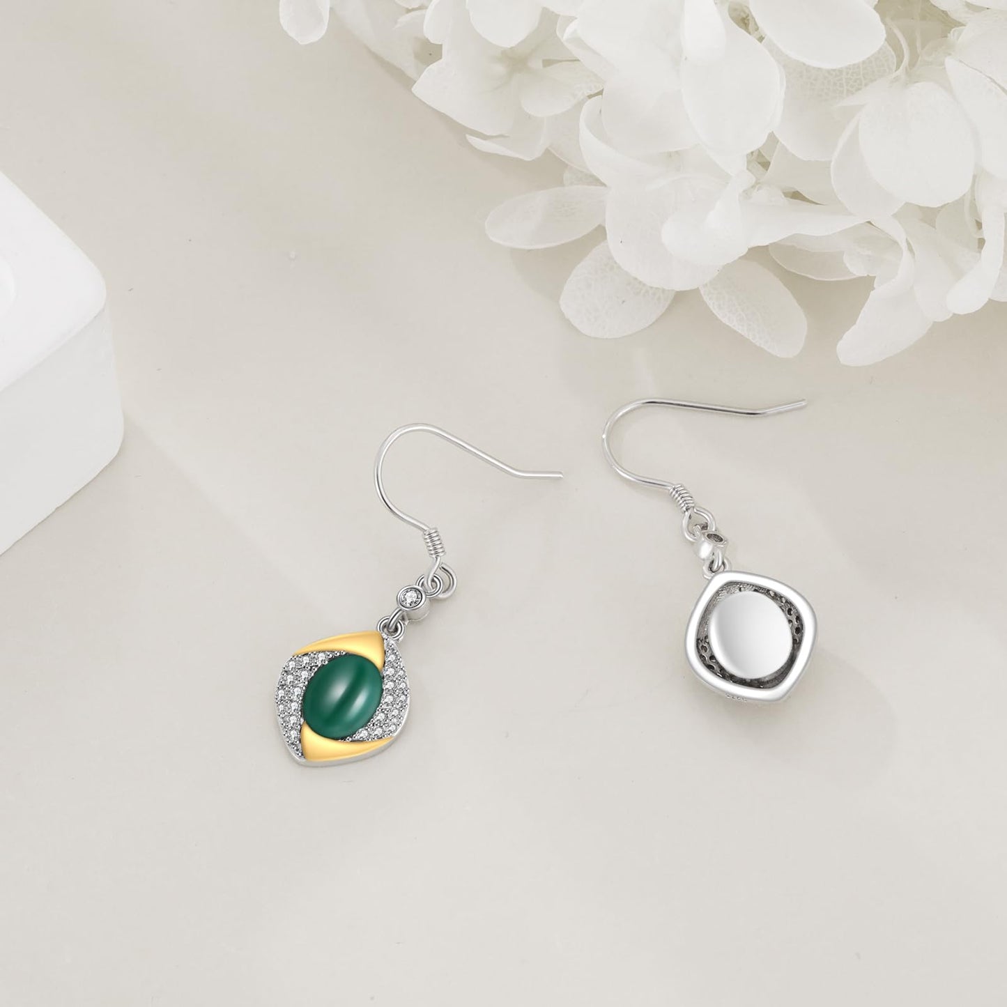 Jade Drop Dangle Earrings 925 Sterling Silver Jewelry Gifts for Women