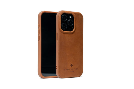 Porter Riley - Premium Leather Case Compatible with iPhone 16 Pro Max. Slim line Bumper Case Compatible with MagSafe – Genuine Leather Cover (Tan)