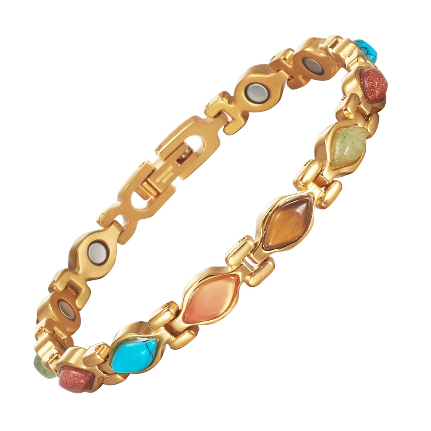 EnerMagiX Magnetic Bracelets for Women, Gold Stainless Steel Magnetic Bracelet, Fashion Magnetic Jewelry (0092G1)