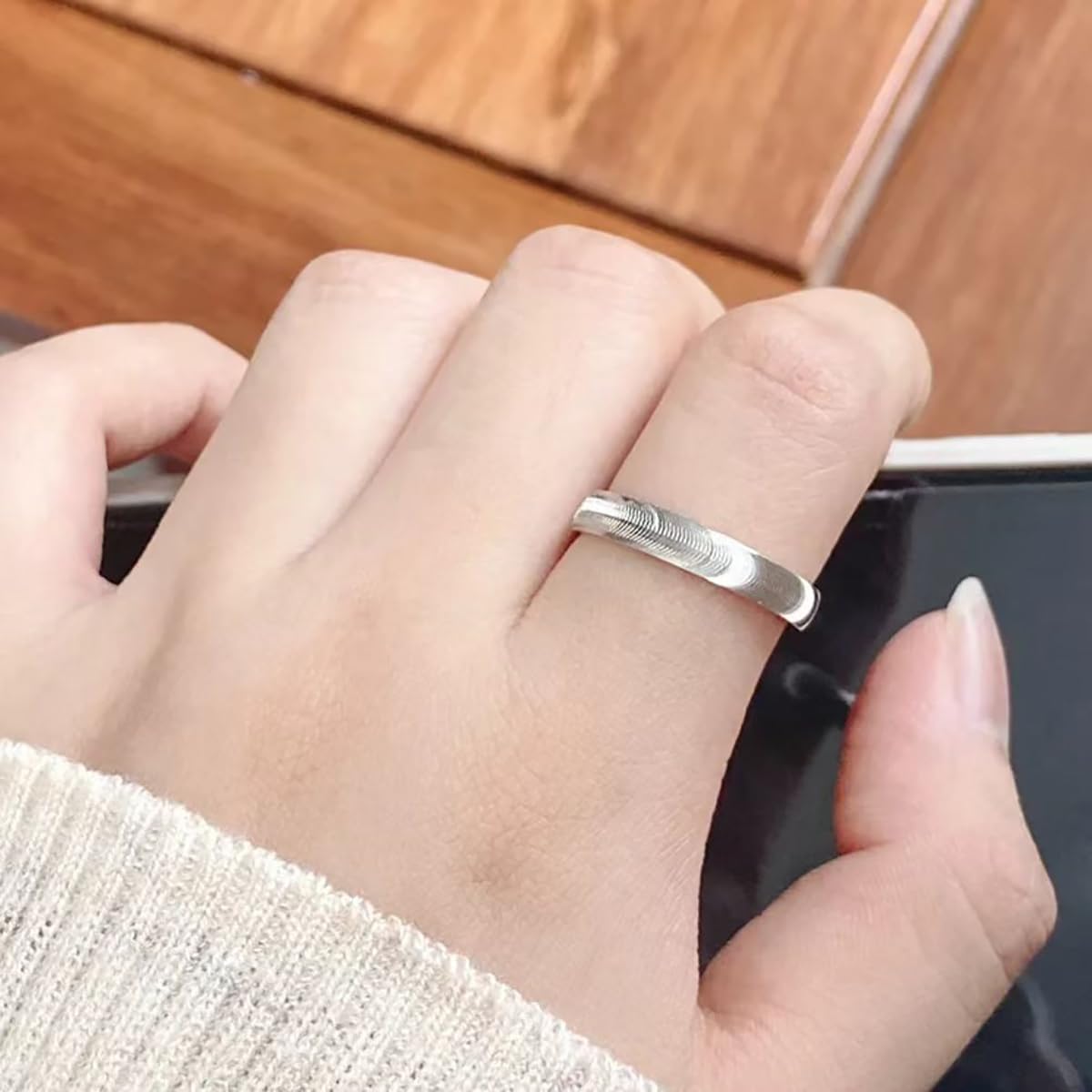 LUDKCCIR Lymphatic Magtherapy Cats Eye Ring for Women, Dainty Lymph Detox Drainage Titanium Ion Therapy Rings Finger Jewelry Gift for Men Silver 8