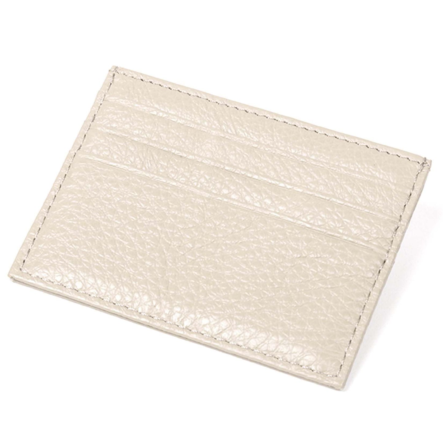 M-Plateau Credit Card Wallet, Super Slim Card Holder, Genuine Leather Wallet for Man and Women with 6 Card Slots and 1 Pocket (Off-White)