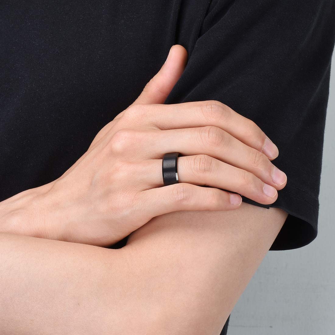 King Will 9mm Men's Black Wedding Ring - Brushed Matte Surface, Beveled Polished Edge, Comfort Fit Size 9