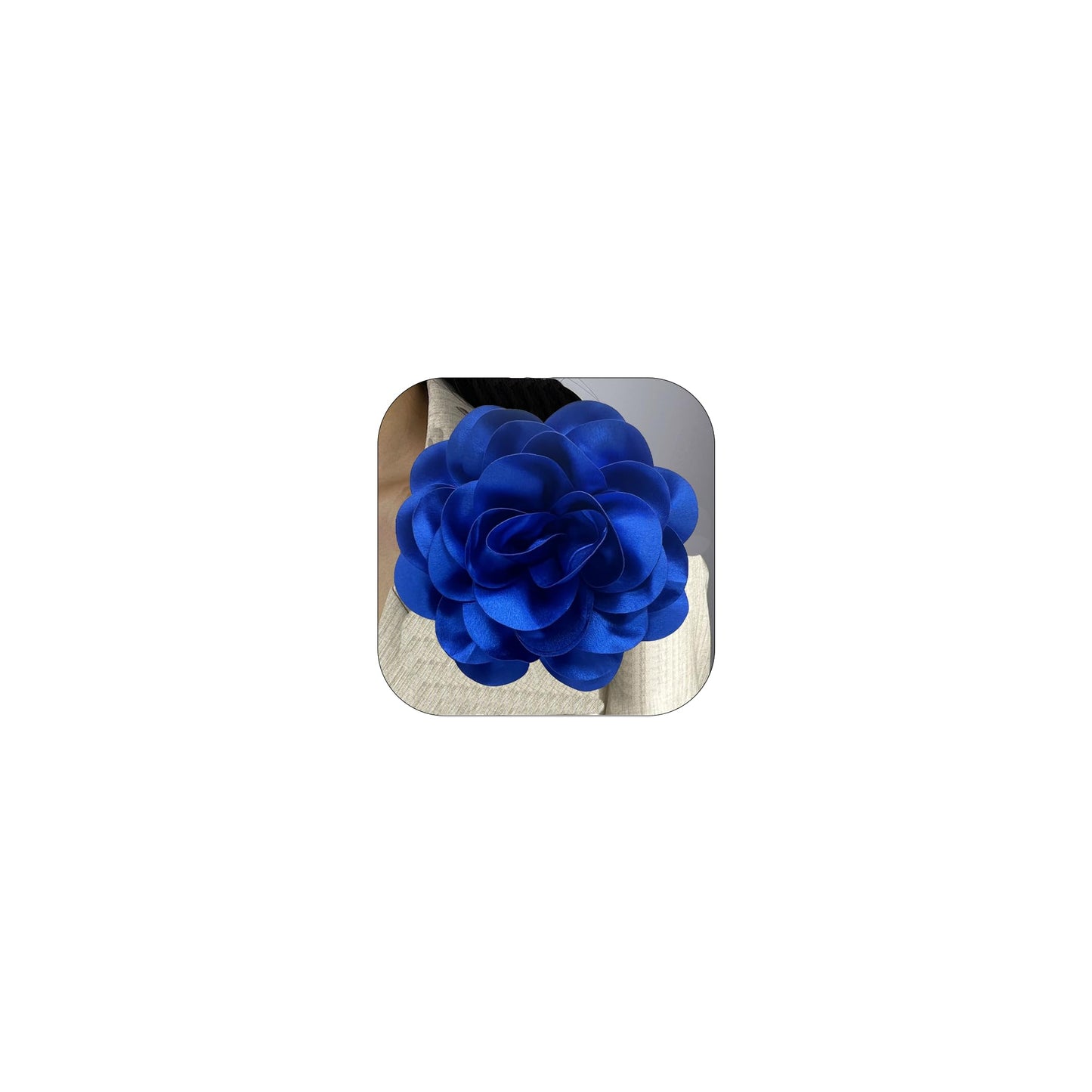 ZZ ZINFANDEL 19mm Extra Large Rose Flower Brooches Lapel Pins Dainty Satin Fabric Brooches Big Camellia Flower Brooch Pin for Women Wedding Part Dance Clothes Accessories Jewelry Gifts (Dark Blue)