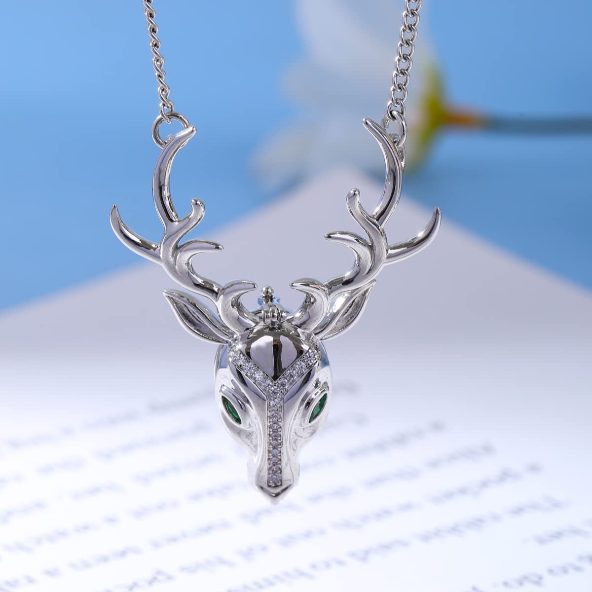 LOMEVERSE Essential Oil Diffuser Necklace - Hidden Scent Locket Jewelry for Anxiety & Stress Relief - Discreet 316L Stainless Steel Aromatherapy Necklace with Cubic Zirconia Buck Pendant - Yoga Self Care Gifts for Women, Mom, Nurse