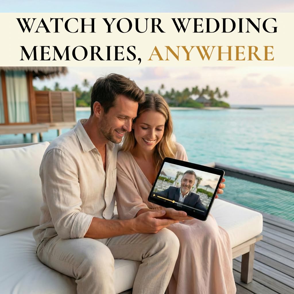 Video Guest Book for Wedding with QR Code - Wedding Guest Book Alternative, Guests Record Video Messages on Their Phones, No App - Edited Film in 24 Hours - Kit with Banner, Signs, Flyer, Badges