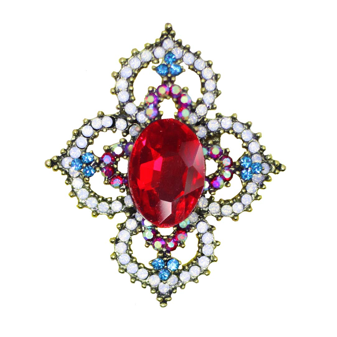 Red Flower Vintage Brooch Pins for Women Girls Fashion Christmas Retro Vintage