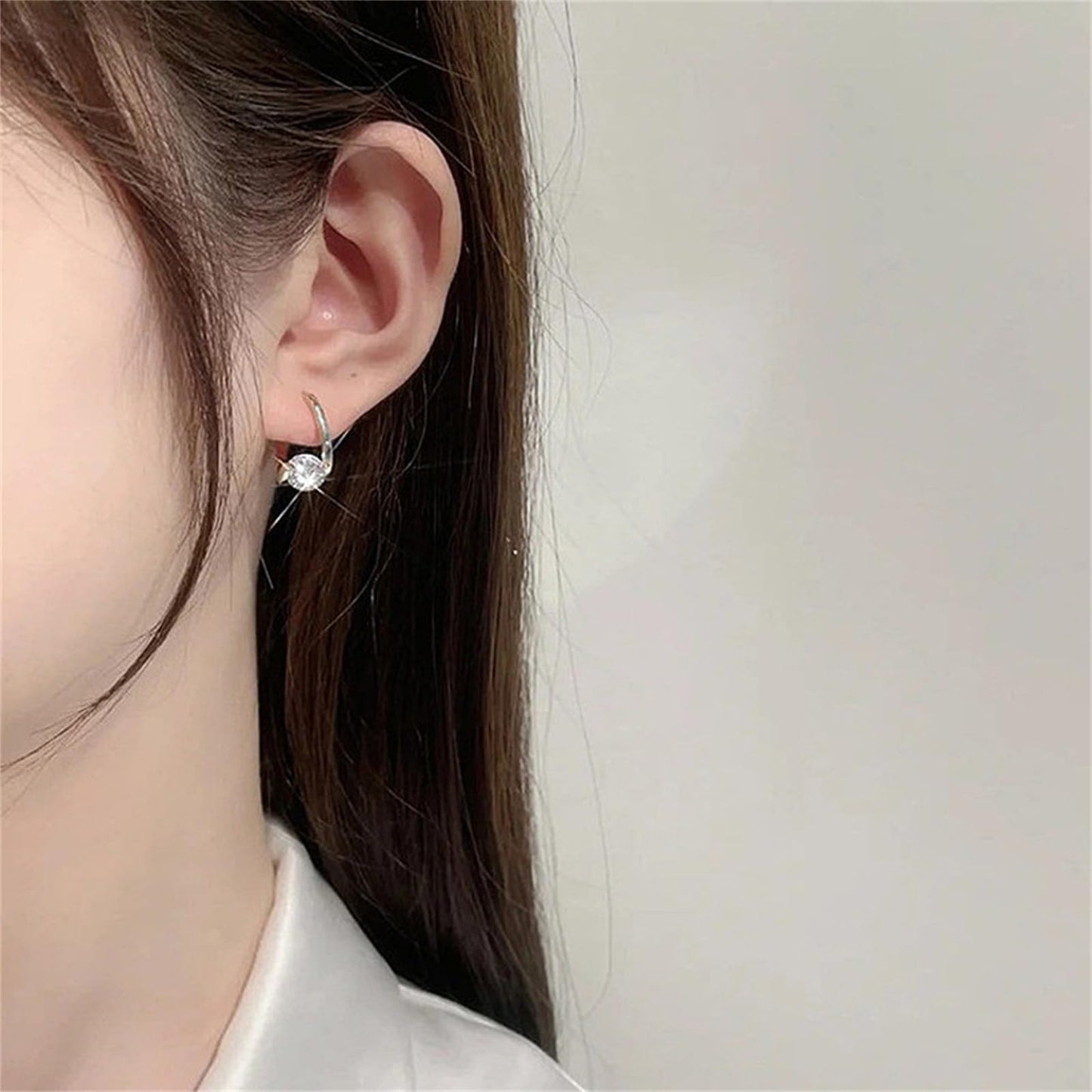 Lymphvity Germanium Crystal Ball Hoop Earrings Gold Silver Plated Unique Colorful Ball Sparkle Rhinestone CZ Lucky Round Circle Dangle Hoop Earrings for Women Minimalist Lymphatic Drainage Jewelry Gifts (Silver)