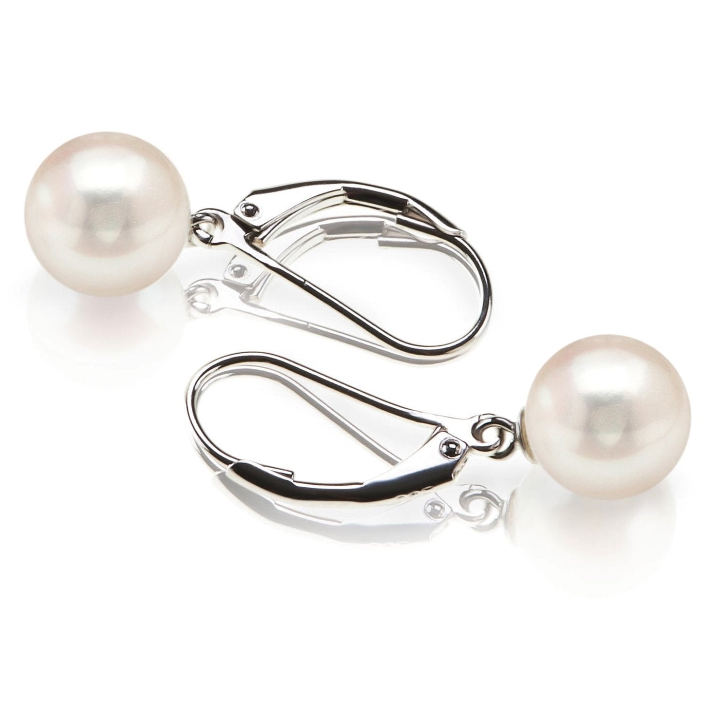 PAVOI 925 Sterling Silver Simulated Shell Pearl Earrings Leverback Dangle Studs 6mm