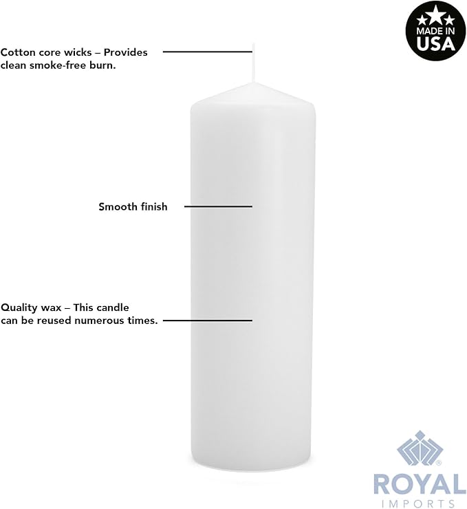 Royal Imports Pillar Candles White Unscented Premium Wax, 30 Hours Burning for Wedding, Spa, Party, Birthday, Holiday, Bath, Home Decor - 3"x3" Inch - Set of 12