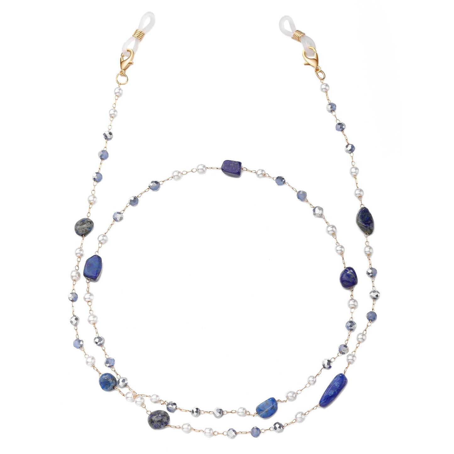 humlbird Glasses Chain for Women Stylish Glasses Necklace Sunglasses Chain Mask Lanyard Natural Crystal Mask Chain Eye Glasses Holder Strap Dark Blue