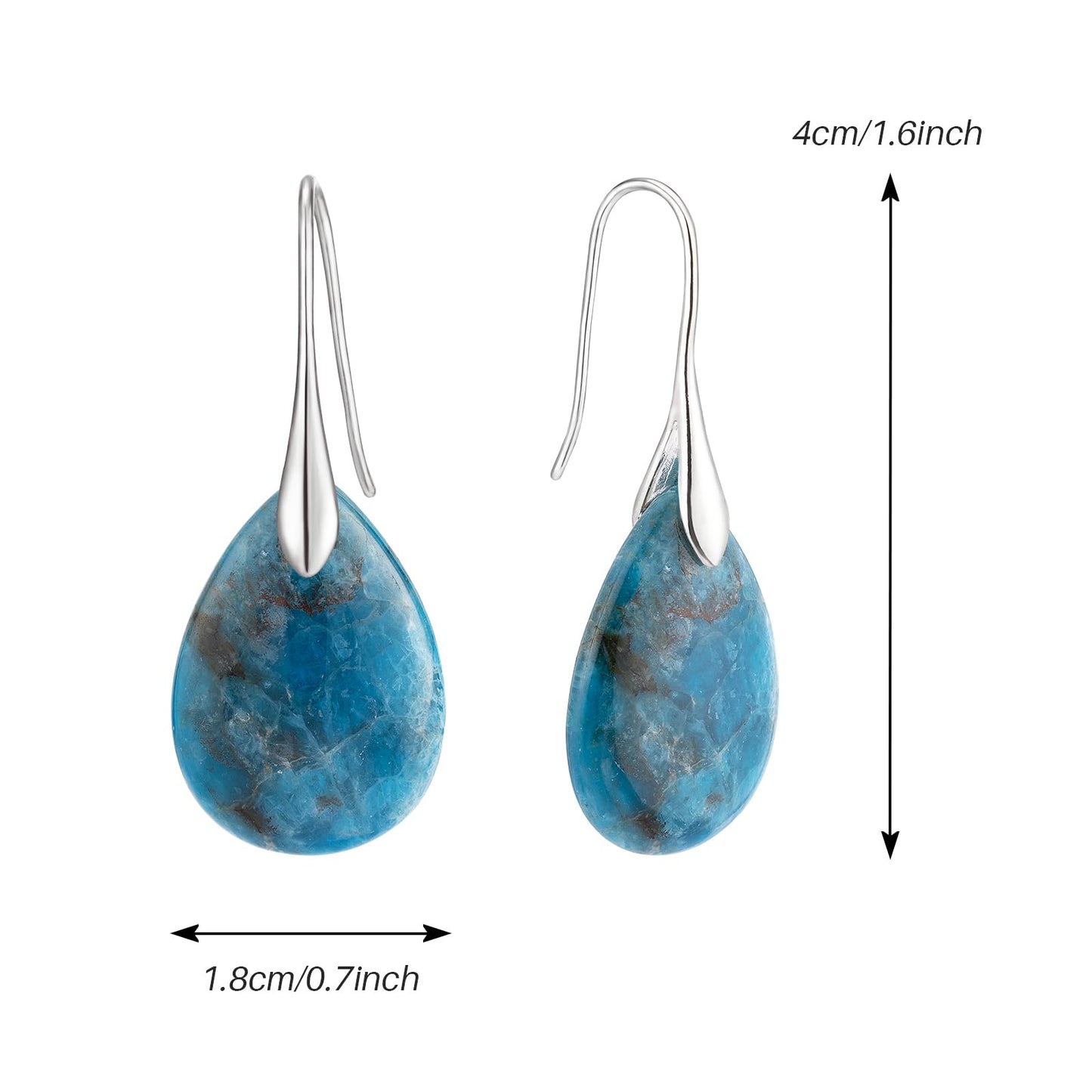 SELOVO Cyan Color Teardrop Stone Dangle Drop Fishhook Earrings Silver Tone