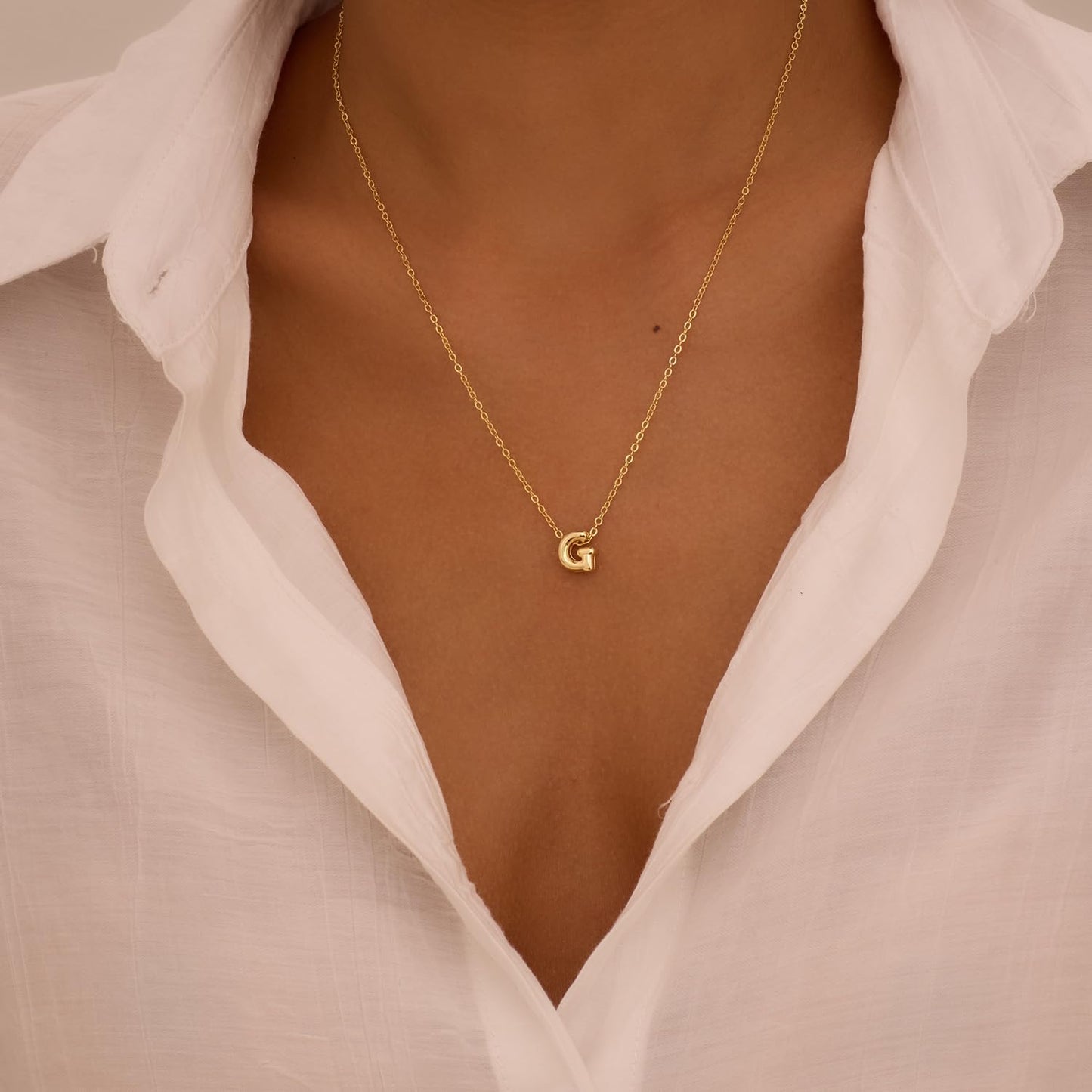 CUEZIY 14K Gold Plated Bubble Letter Necklace Initial Necklaces for Women Dainty Personalized Charm Pendant Name Necklace Cute Non Tarnish Fashion Accessories Teen Gift Trendy Stuff Jewelry Gifts