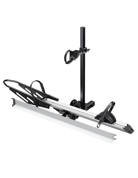 YOUNG ELECTRIC Single 1-Ebike Rack Hitch Mount with Ramp Foldable Bike Carrier 100 lbs. Capacity for Cars SUV Truck Trailer and RV