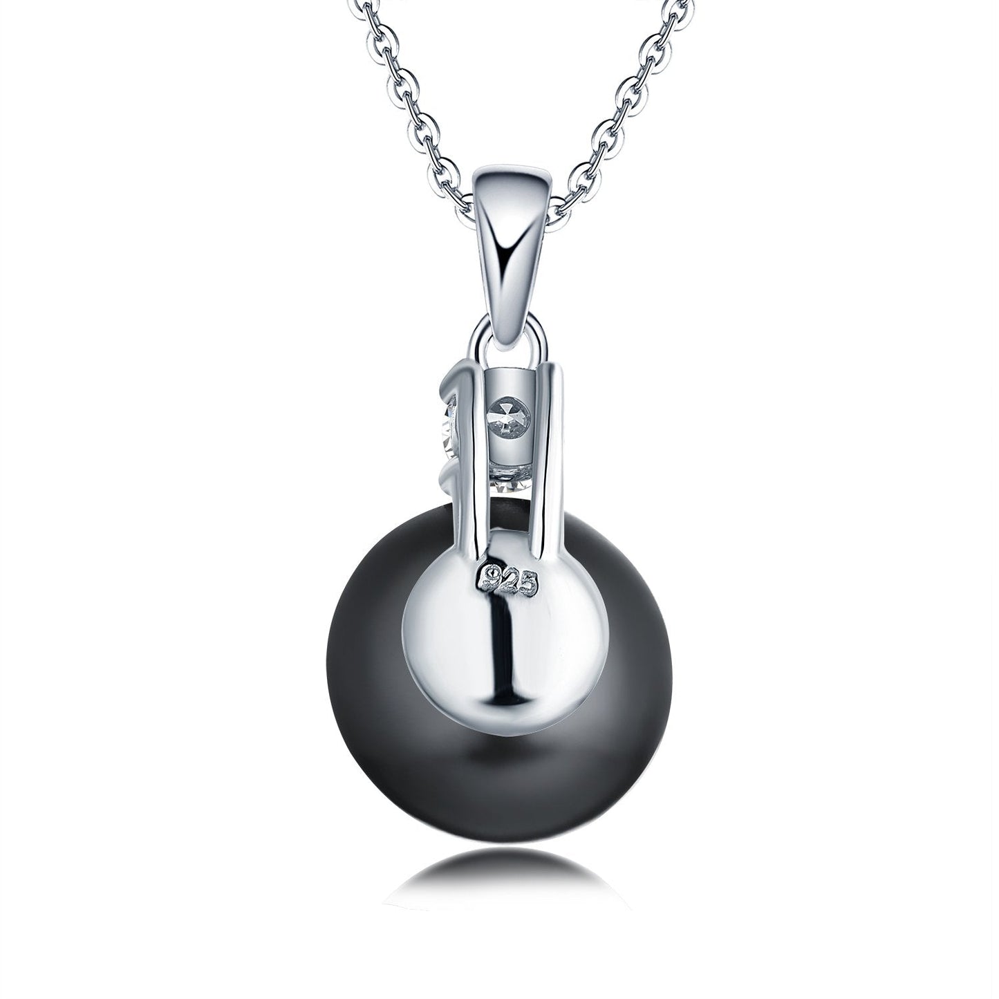 JO WISDOM 925 Sterling Silver Black Freshwater Cultured Pearl Pendant Necklace Jewelry for Women