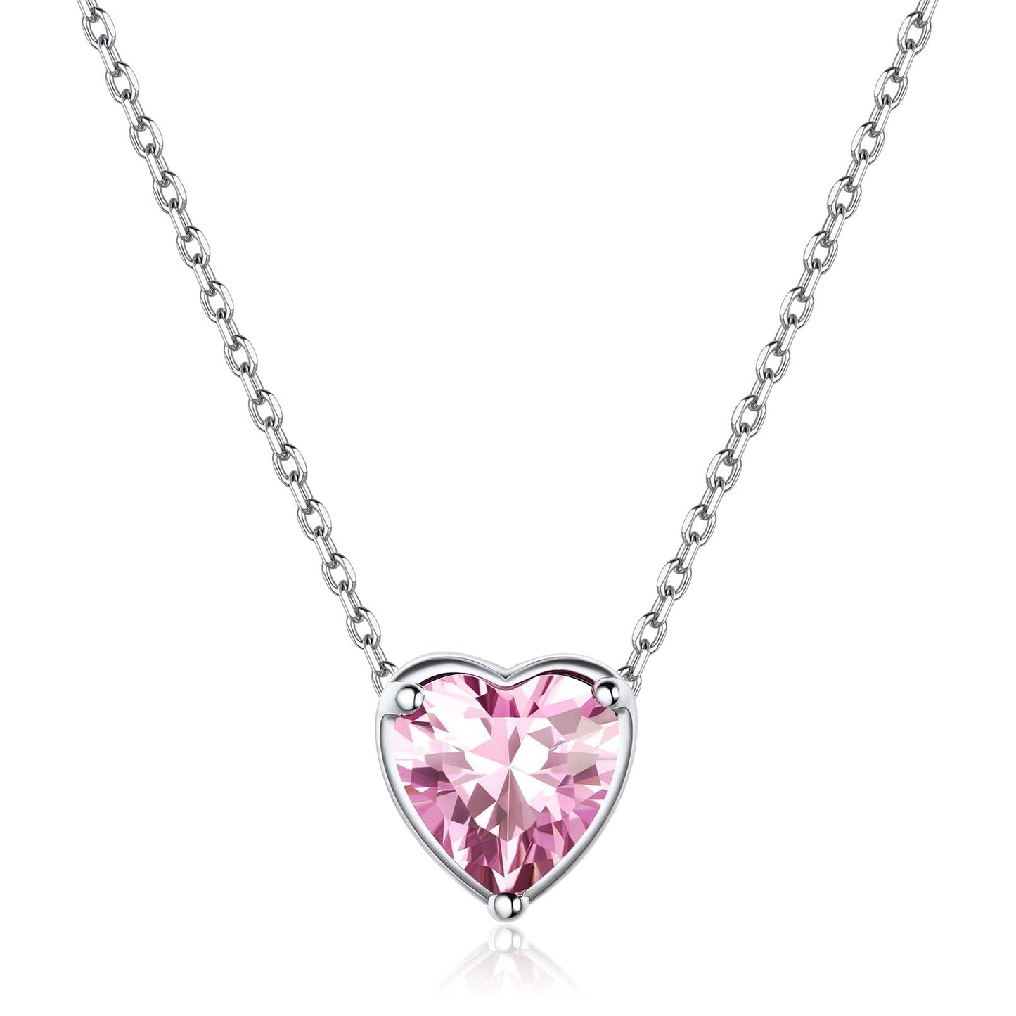 ChicSilver 925 Sterling Silver Heart Choker Necklace Small Dainty Tourmaline Cubiz Zirconia October Birthstone Pendant Necklace Personalized Jewelry for Women