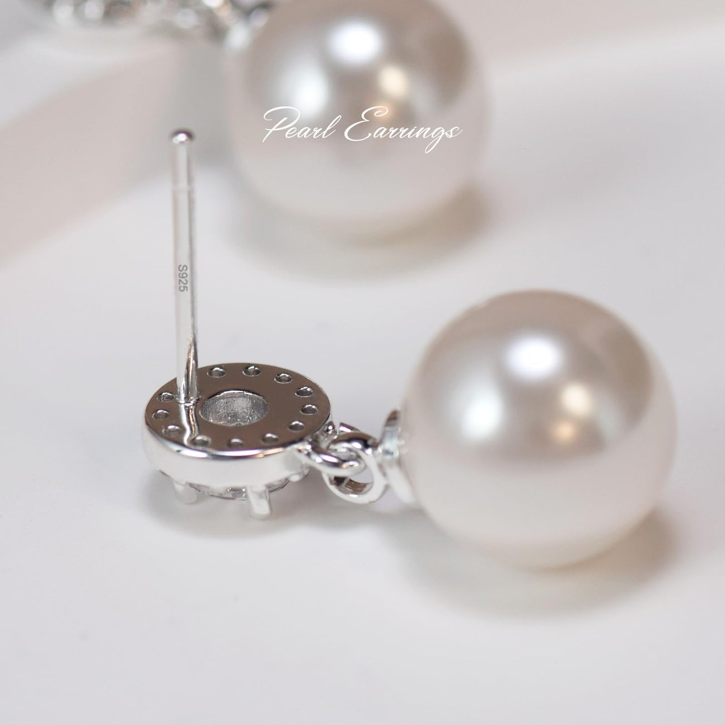 Elegant Imitation Diamond Pearl Drop Earrings Bride Bridesmiad Dangle Pearl Earrings for Women Wedding Party Everyday Wear (White)