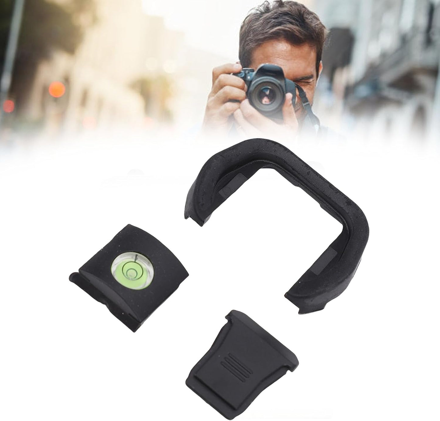 R5 R6, Pomya Camera Eyecup Viewfinder & Hot Shoe Cover Cap with Bubble Spirit Level Kit - Compatible with Soft Silicone