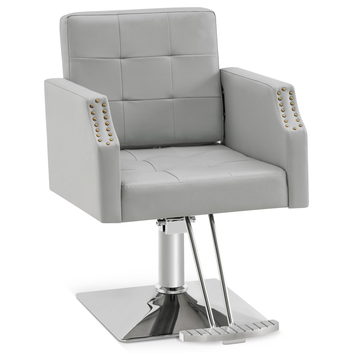 BarberPub Classic Salon Chair for Hair Stylist,Hydraulic Barber Styling Chair,Beauty Salon Spa Equipment 8818 (Grey)