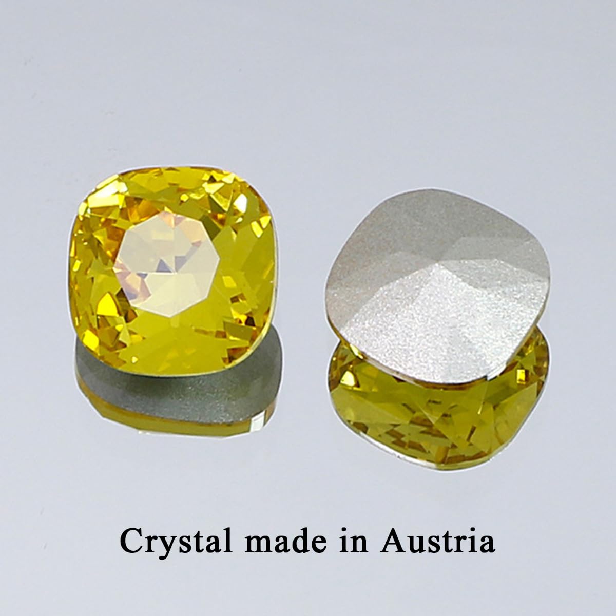 AOBOCO Sterling Silver Leverback Earrings Embellished with Crystals from Austria, Hypoallergenic Cushion Cut Square Crystal Earrings, Fine Anniversary Birthday Jewelry Gifts for Women (Yellow)
