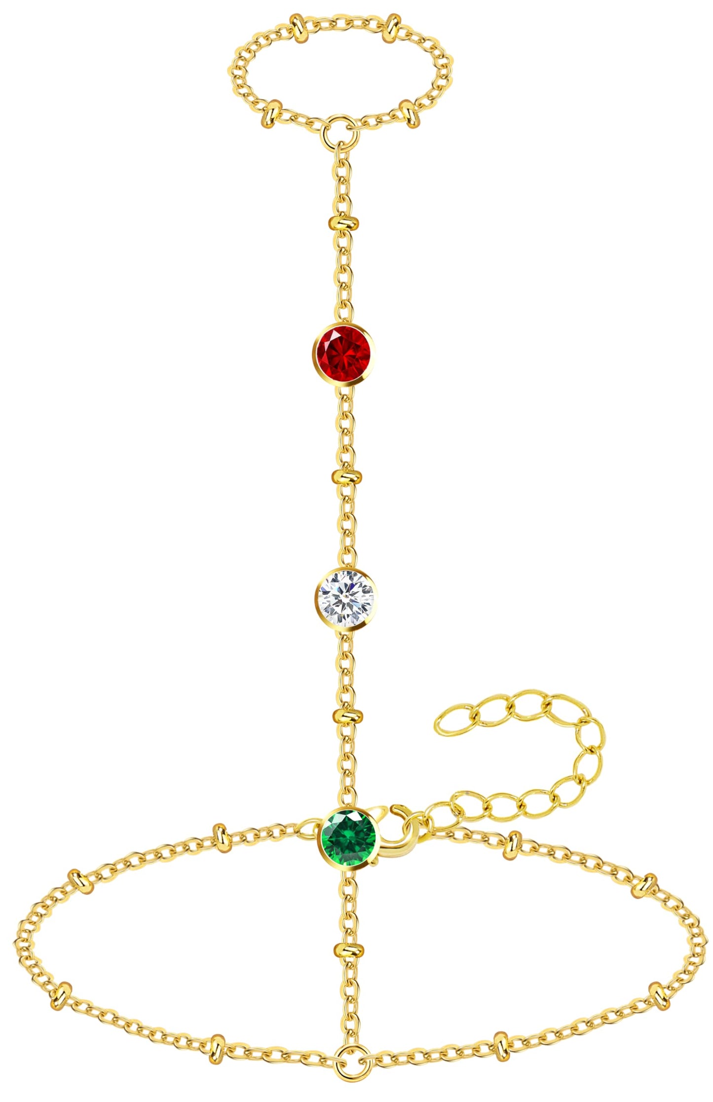 Christmas Hand Chain Bracelets for Women Non Tainish,Dainty Red White Green Festive Holiday Bracelets for Women Christmas Bracelets for Christmas Stocking Stuffer Jewelry Gifts
