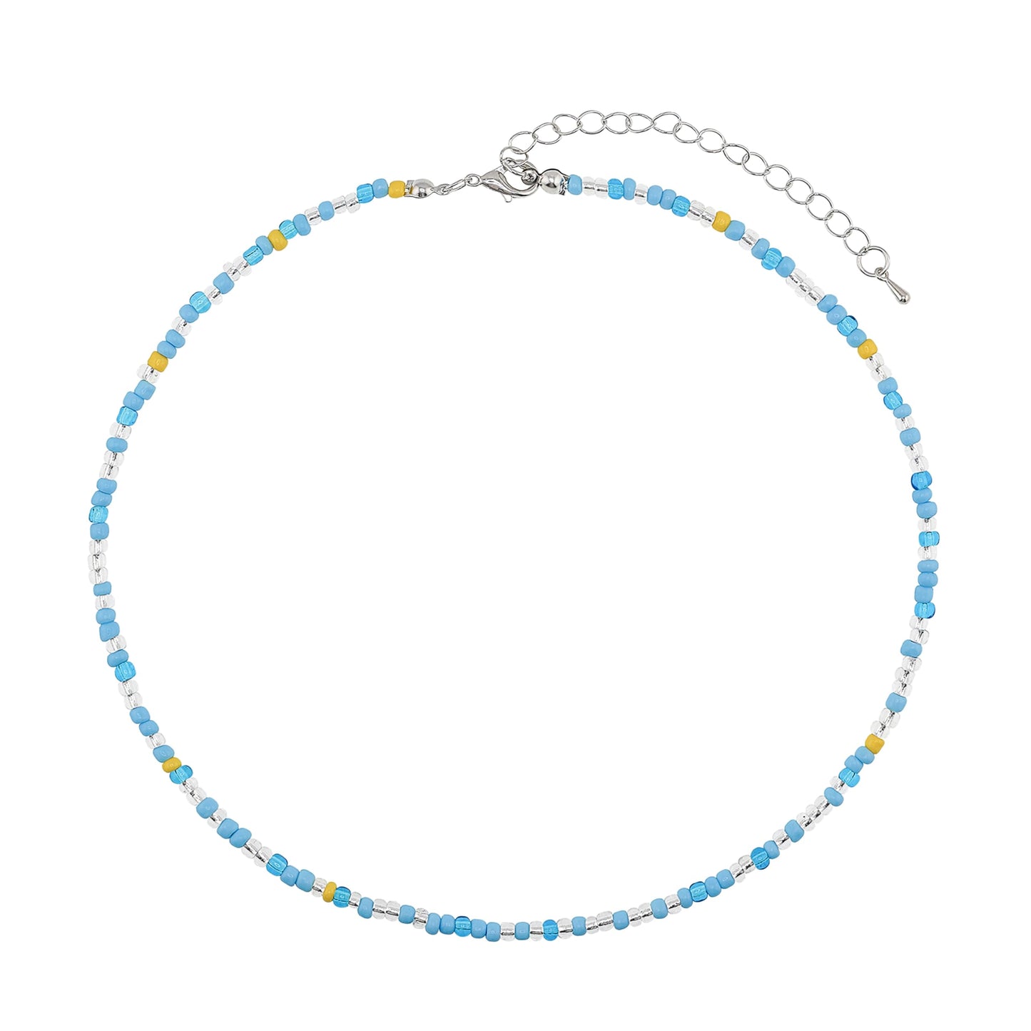 Lameybrt Cowrie Shell Surfer Necklaces, Hawaiian Beach Handmade Choker Set for Women, White Rice Bead with Black Accents, Bohemian Summer Seashell Choker 2 Piece Set, Perfect for Summer Beach Vacation, Birthday, Mother’s Day & Holiday Gifts (R05 Blue)