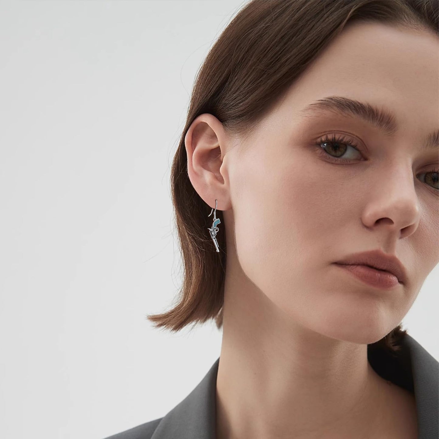 KoyeKei Western Gun Earrings for Women 925 Sterling Silver Pistol Dangle Drop Earrings Turquoise Country Cowboy Carter Jewelry Graduation Gifts for Mom Cowgirl Cowboy