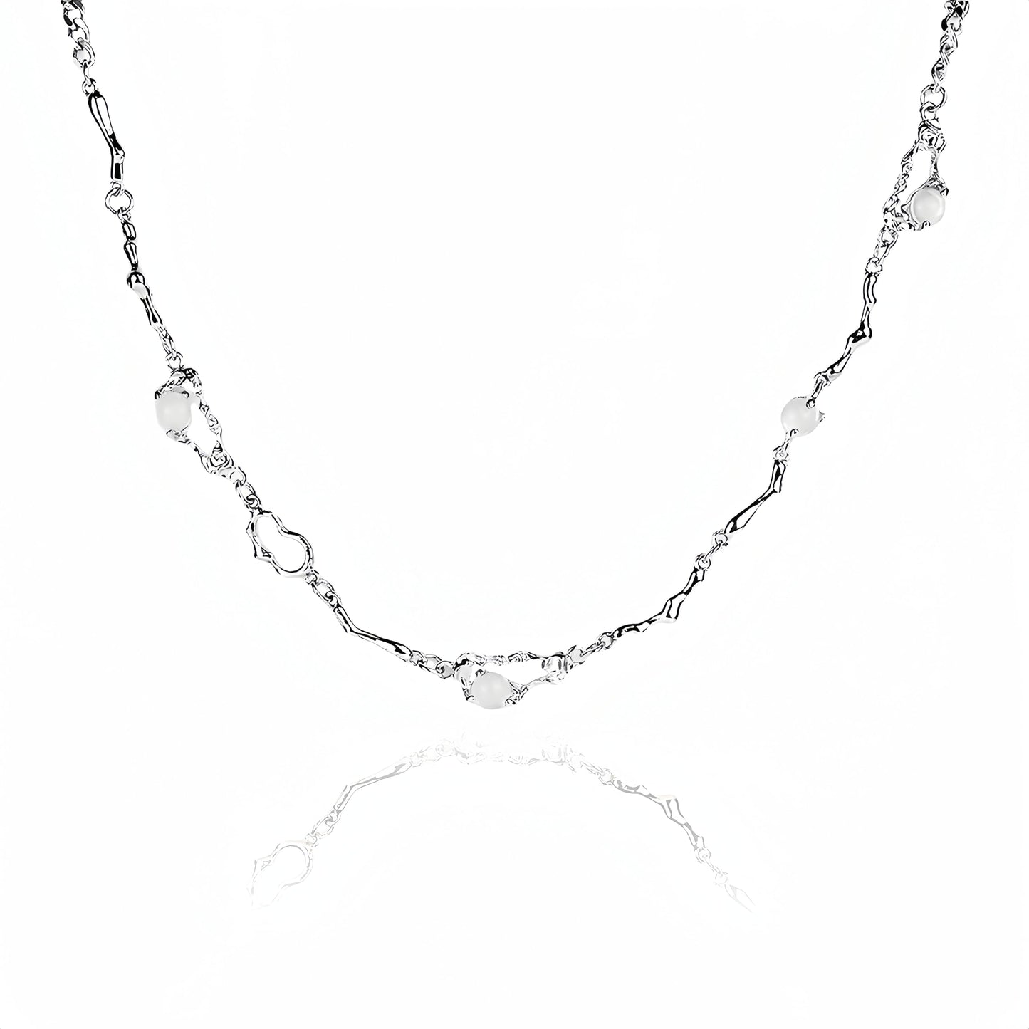Buyongwant Y2k Irregular Necklace Moonlight Stone Splice Personalized Versatile Collar Chain Fashion Women's Pendant Silver Jewelry for Women 16.34 Inch