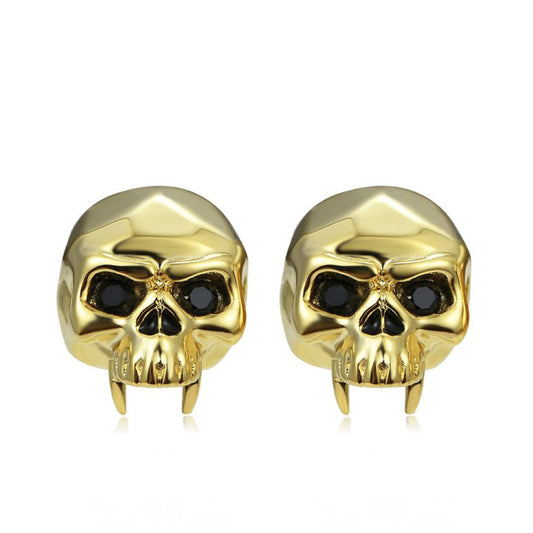 Jeulia Sterling Silver Skull Studs Punk Drop Earrings Gothic Skeleton Jewelry Dangle Hoop Black Piercing Earrings Diamond Gift for Women Men Girlfriend Daughter with Gift Box (Dark Phantom)