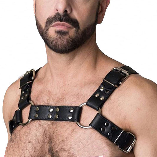 Goobester Leather Chest Harness Men Adjustable Body Bondage Harness Belts Style 4