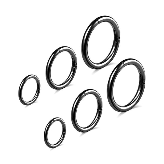 BOGKU 6pcs G23 Titanium Septum Rings 16G Diameter 6mm/8mm/10mm Hinged Nose Ring Hoops Cartilage Hoop Earrings Body Piercing Rings Lip Rings