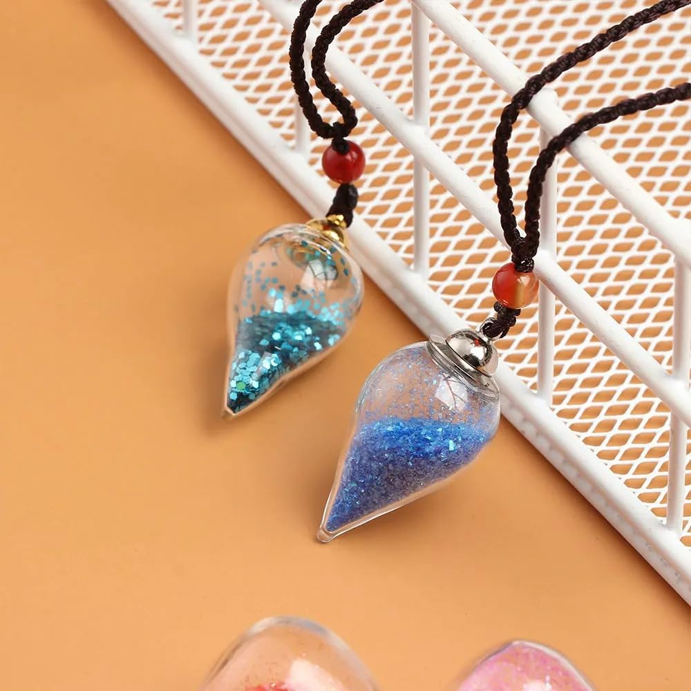 925 Sterling Silver Blood Vial Necklace For Women and Men - Glass Pendant Perfume Bottle - Water Container Jar Necklaces For Liquid Oil Diffuser Jewelry