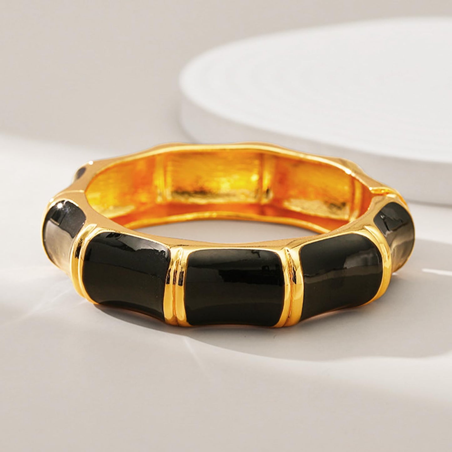 Gold Bangles Bracelets for Women Chunky Bracelet Dainty Elliptical Enamel Bamboo Bangle Bracelet Fashion Cuff Bracelet Jewelry Gift