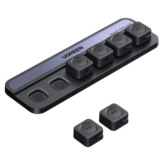 UGREEN Desk Cable Organizer, Magnetic Cord Holder 6 Pack, Silicone Cable Clip with Strong Magnet, 2 Sizes for Charging Cords, Easy Cable Management for Desk, Nightstand, Car, Home Office