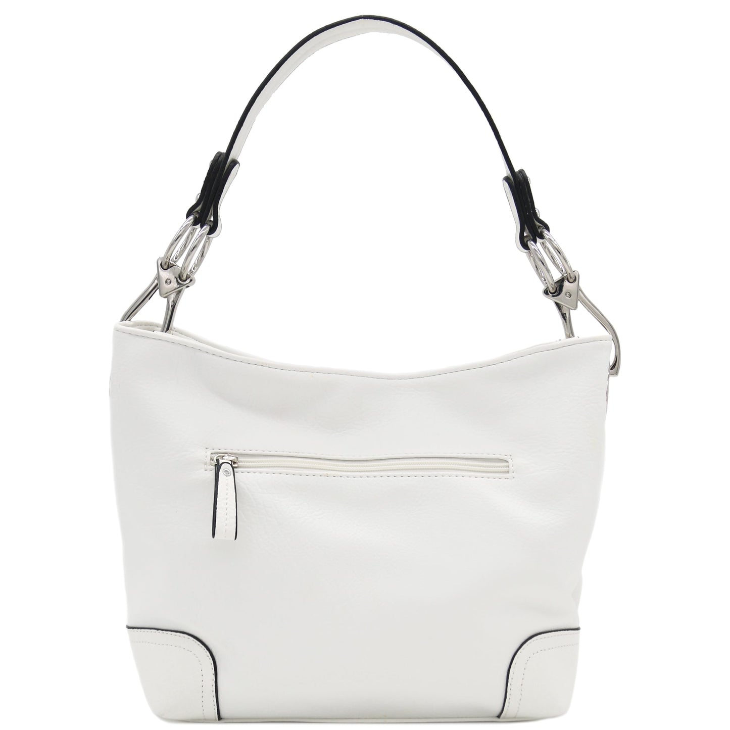 Hobo Shoulder Bag with Big Snap Hook Hardware (White)