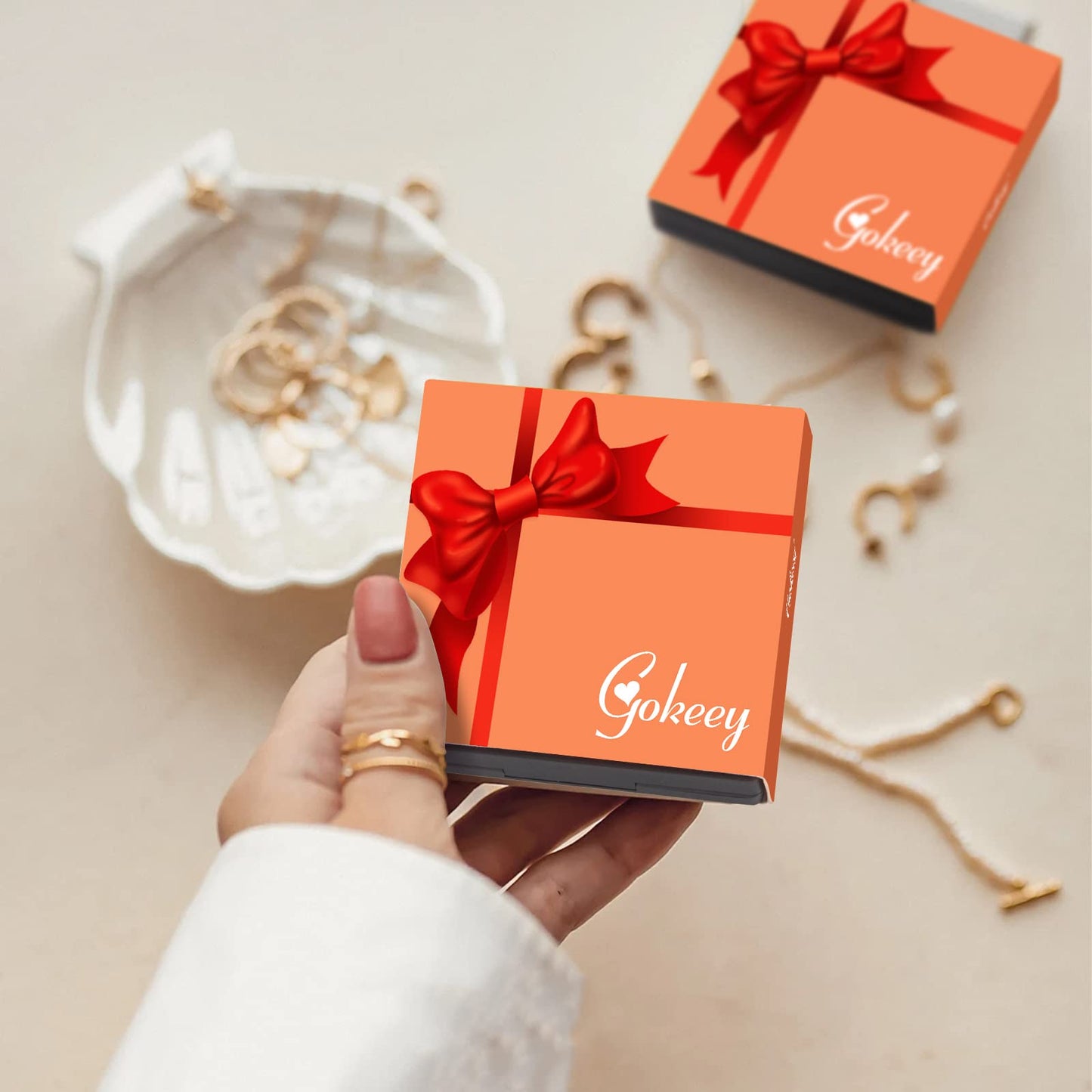 Gokeey Dainty Gold Ring Hand Chain Cubic Zirconia Bracelet Trendy 14K Gold Plated Hand Chains Bracelet for Women Simple Body Jewelry Set Trendy Birthday Gift