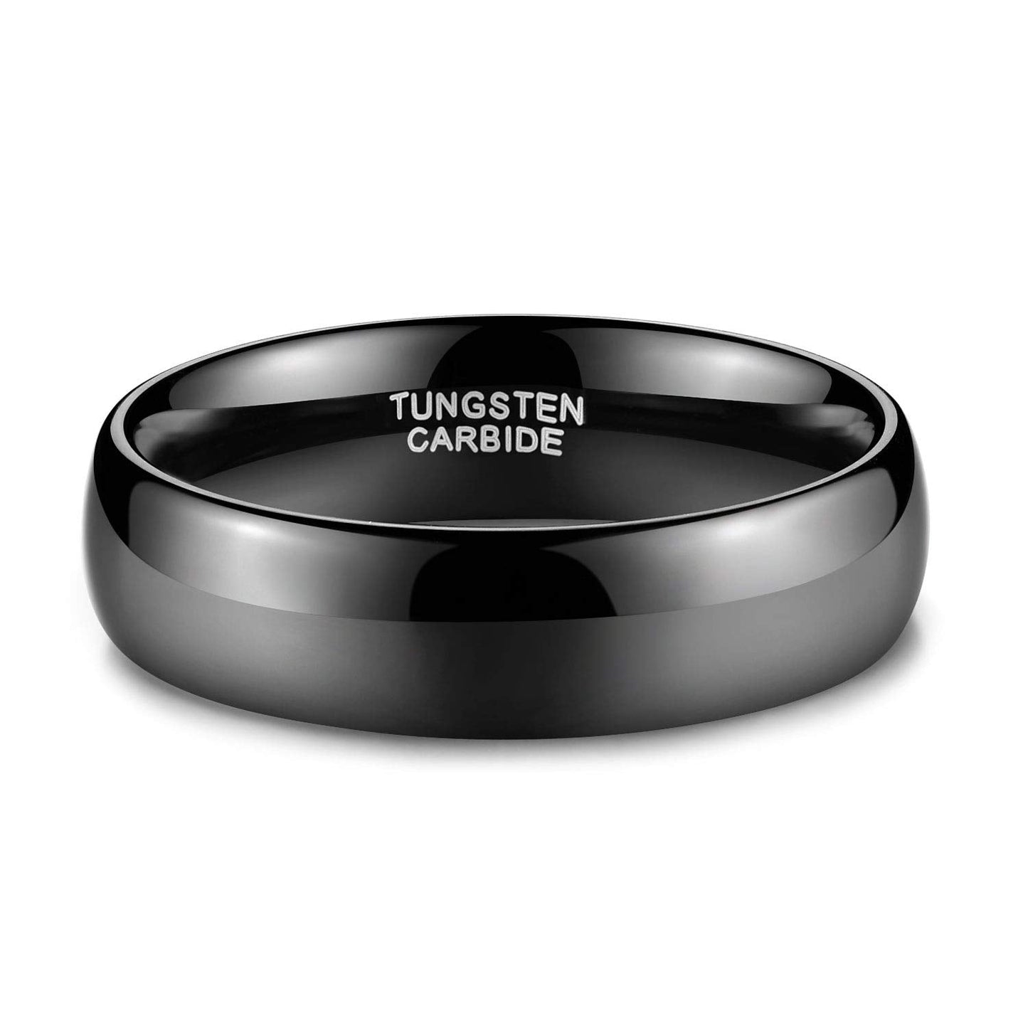 TRUMIUM 6mm Black Tungsten Ring for Men Women High Polished Comfort Fit Wedding Band Size 12