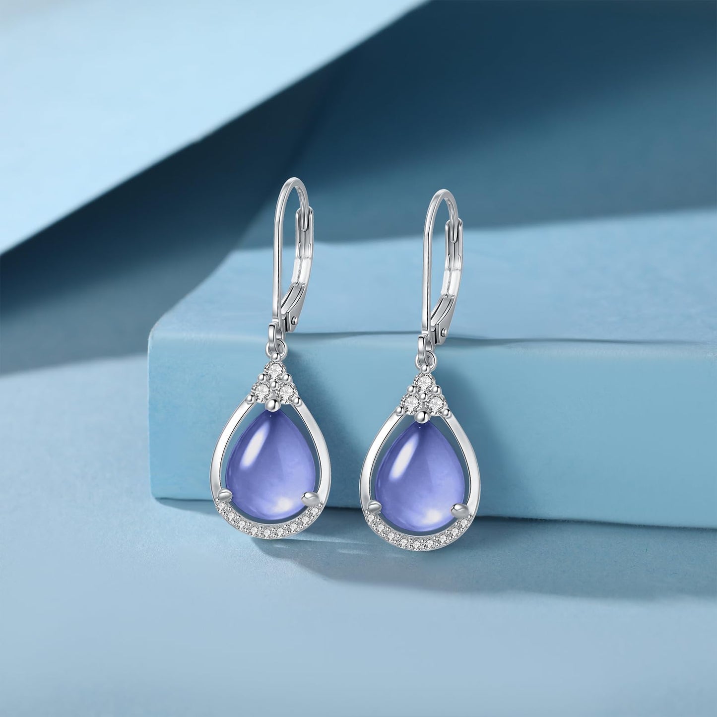 Green Earrings Sterling Silver Leverback Teardrop Dangles Earring Jewelry Christmas Gifts for Women