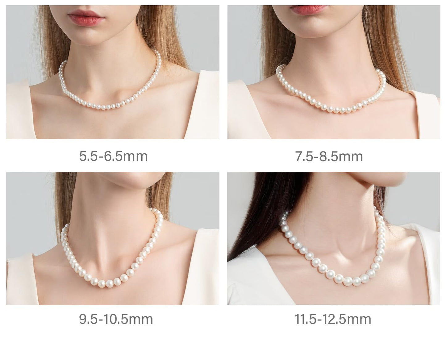 HUWODY Round White Simulated Shell Pearl Necklace Strand Pearl Choker Necklace Jewelry for Women 12mm 22inch