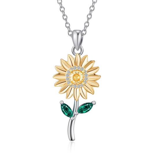 HELORET Sunflower Necklace Sunflower Cross Pendant Flower Necklace Jewelry for Women Birthday Gifts